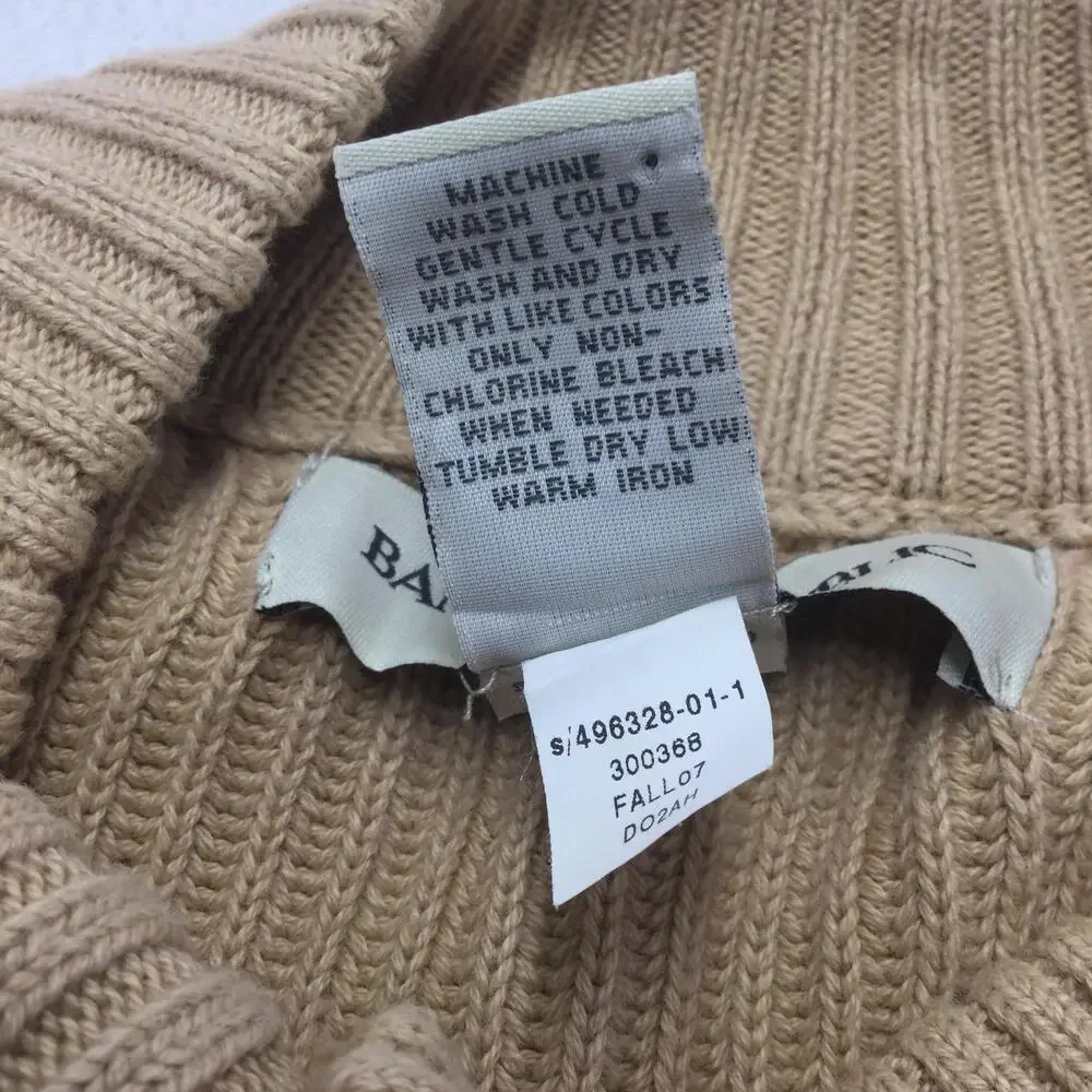 Banana Republic Sweater Mens 2XL Beige Henley Mock Neck Suede Elbow Patches Knit
